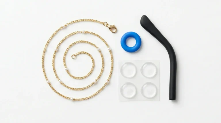 Tipos de topes y stoppers para gafas: silicona, cadena, adherible y funda de goma — guía Clippo Colombia